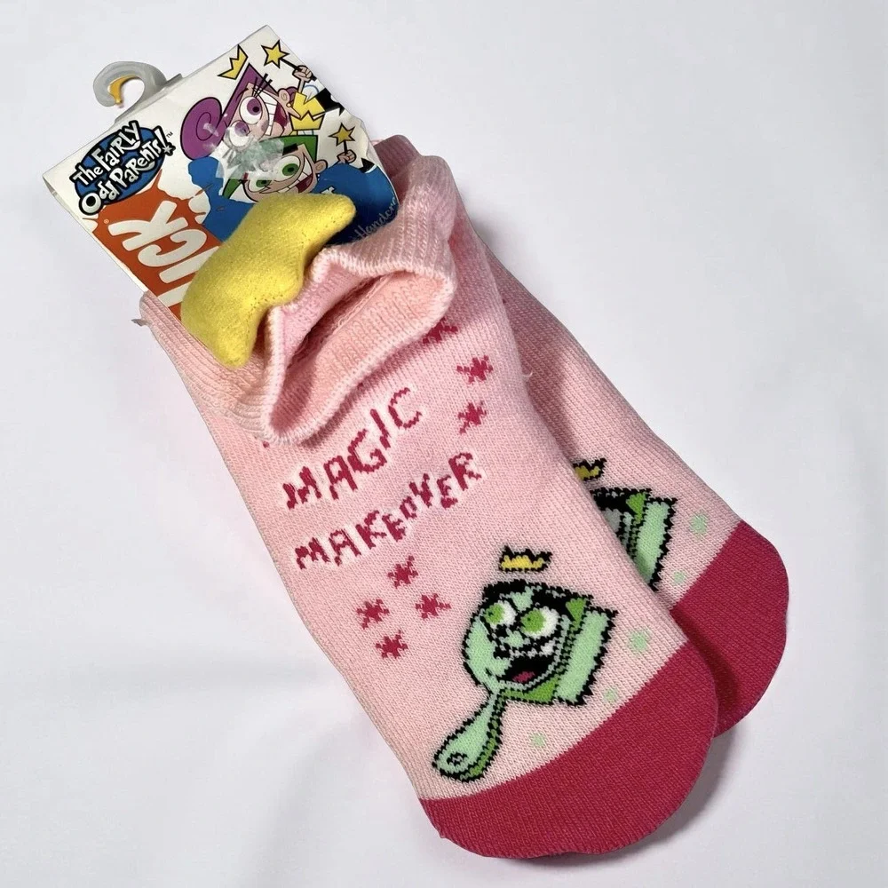 Nickelodeon‎ The Fairly OddParents Slipper Socks Girls 9-11 Pink Wanda Stars NWT